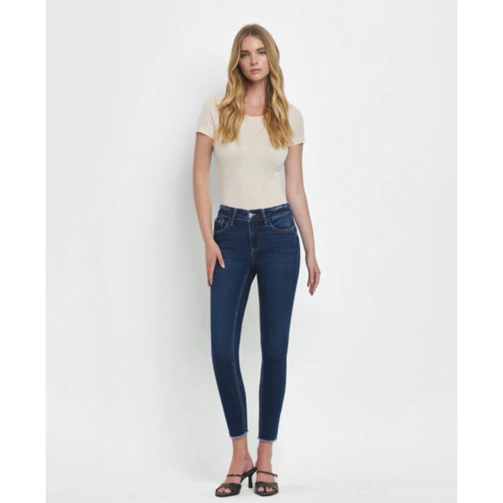 Vervet Emerson Skinny Jeans Women 28 Blue Denim Cropped Mid Rise Raw Hem Stretch